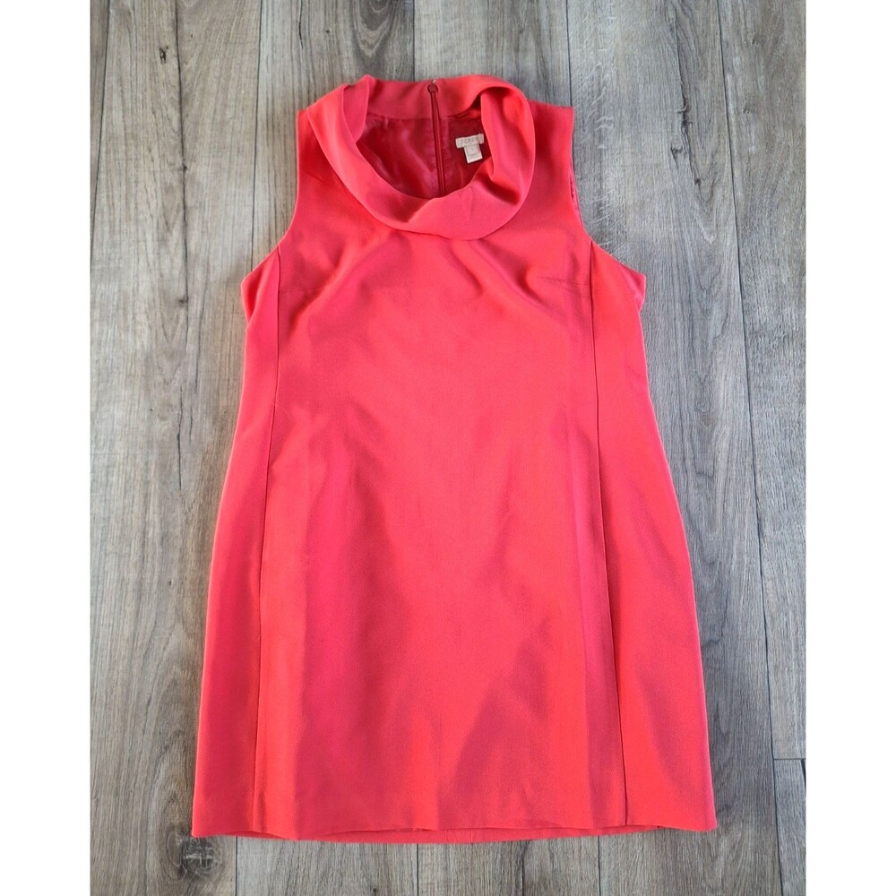 J. Crew Women Shift Dress Sleeveless Cowl Neck Zip Polyester Red Size Large